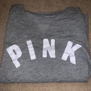 PINK oversized grey crewneck sweatshirt
